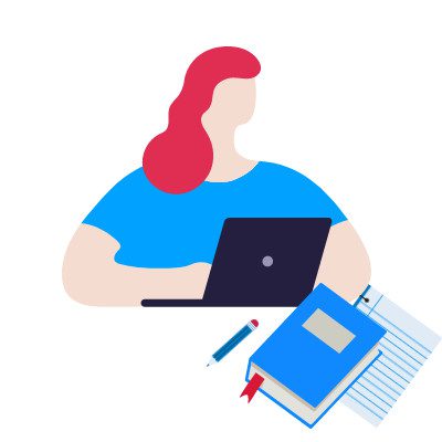 course illustration student working on online course material