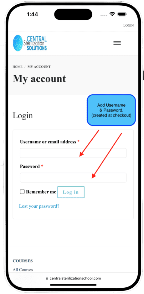 Username and password